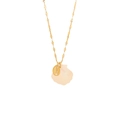 Collar dorado con colgante de concha de mar iridiscente y estrella de mar en fondo blanco - Estilo Cáscara