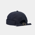 Detail of the adjustable brass buckle on a navy blue canvas Miki hat with docker style - Adjustable / Plain Dark Grey