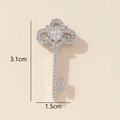 Detail view of silver horseshoe pendant with dimensions 3.1cm height and 1.5cm width - Silver Rhinestone Key