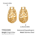 Detailed view of gold hollow star earrings with dimensions of 3.1cm by 2.14cm - Gold Hollow Star Style (YYE023385)