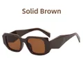 Irregular square sunglasses in dark brown frame with tea lenses and geometric design - Metal Hinge / Solid Brown Frame Tea Lens