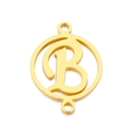 Goldener runder hohler Buchstaben B Anhänger mit Doppelringen aus Edelstahl - Buchstabe B(KLJ5117-Z)