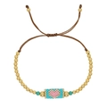 Boho-Armband mit Goldperlen und handgewebtem rosa Herzmuster, verstellbares Design - Seeblau Herz Goldperle (MI-B23030601A)