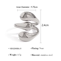 Anello aperto argento stile lava in acciaio inossidabile con dimensioni e peso indicati - Design a Spirale Moderno (SR020086-S) / Argento