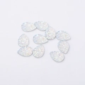 Macro view of 10 white iridescent resin water drop beads with sparkling glitter finish - Iridescent White (9)