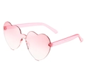 Pink heart-shaped rimless sunglasses with gradient lenses and translucent frame - Dual-tone Pink