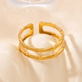 Elegant gold double-layer bamboo joint open ring made of durable titanium steel - Gold 122