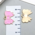 Pink bow pendant for jewelry making with gold finish and two centimeter width scale - Pink Bowknot Tie