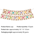 Flat lay of Capybara Happy Birthday banner with product dimensions and cartoon design - Banner 15PCS-Capybara