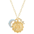 Collier Sagittaire doré avec lune opale et pendentif flèche en zircone sur chaîne à maillons - Sagittaire