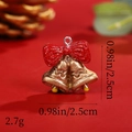 Christmas resin double golden bells pendant with a sparkling red bow for tree decoration - Double Gold Bells with Red Bow