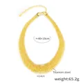 Chunky 18k gold plated titanium steel spring collar necklace with a heavy industrial style - Gold