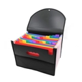 Black expanding file folder with multi-color rainbow pockets and front mesh pocket - Pink Edging Mesh Pocket [25 Grids]