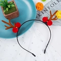 Brown plush reindeer antler headband with red pom poms and golden bells for Christmas - Style 32 Brown Antler Red Ball Bell