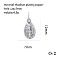 Rugby shaped rhodium plated copper pendant with white zircon pavé and 5mm ring - Silver Football O-2