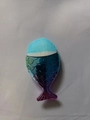 Brocha de maquillaje sirena con mango arcoíris y cerdas degradadas en azul y blanco - Pequeño / Degradado Azul Claro