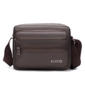 Bolso bandolera de nailon marrón con múltiples bolsillos con cremallera para hombre - Marrón