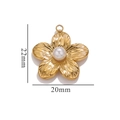 Vista detallada de un colgante de flor dorada de 22x20mm con perla central y pétalos rugosos - Pétalos Radiantes con Perla
