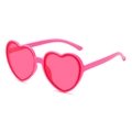 Zoete roze hartvormige zonnebril met bijpassende doorschijnende roze glazen - Rozerood Montuur Rozerode Lenzen