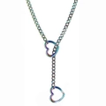 Rainbow stainless steel heart pendant necklace in Y-shape lariat punk style design - Rainbow Heart