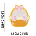 Detailed size view of Easter bunny embroidered patch showing dimensions 6.8cm by 6.5cm - Multicolor Combination Style