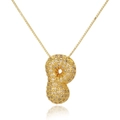 Detail of gold bubble letter necklace pendant with micro-paved sparkling cubic zirconia - Letter P (D1079-P)
