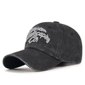 Casquette de baseball en coton gris foncé délavé avec broderie Boston Escaping Co - Réglable / Noir