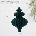 Dark green three-layer honeycomb lantern decoration with hanging rope for Christmas - 15CM / Triple Layer Lantern / Green
