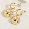 Pendientes bohemios de oro de 14K con perlas irregulares y detalles de circón - Pendientes de Perlas de Semicírculo (ES2152)