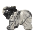 Hand-carved natural stone elephant figurine with unique black and white marble texture - Picasso Stone / 1.5 Inches