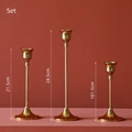 Driedelige moderne gouden metalen kandelaarset in verschillende hoogtes decor - Messing Kandelaar Set