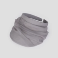 Detailed close-up of grey organza pleated wide headband with elegant layered texture - Gray