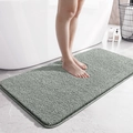 Minimalist grey-green rectangular bathroom mat with anti-slip microfiber texture - 50*80cm / Green