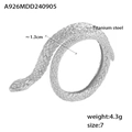Silver double snake ring in titanium steel with textured scale pattern size 7 - US 7 / Steel