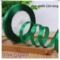 1cm wide green polyester satin ribbon 22m roll for gift wrapping and hair braiding - 19# Green
