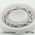 Bracciale a maglie ovali in acciaio al titanio argento lucido con chiusura a moschettone - Argento-8.5mm di Larghezza(KB186666-Z)