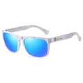 Lunettes de soleil sport blanches avec verres miroirs bleus et motif éclaboussures - H6/Monture Blanche Points Rouge Bleu/Verres Bleus