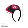 Cerchietto da infermiera nero e rosso per Halloween con croce e misure dettagliate - Cappello da Infermiera Nero e Rosso Base Bianca