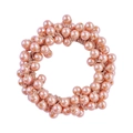 Macro view of elastic hair tie made of vibrant pink pearls with golden thread connections - 8# Light Red Pearl Hair Tie