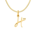 Gold stainless steel snake chain necklace with letter H and heart pendant charm - Letter H / Gold