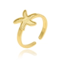 Eleganter 18K vergoldeter Seestern-Ring für Damen mit hochglänzendem Metall-Finish - Seesternförmiger Offener Ring (J-1387) / Gold
