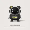 Astronaut bear silicone case for AirPods Pro 2 in black and gray with PLAY detail - Lightning Robot + Carabiner / AirPods 1/2 Gen