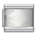 Italian charm bracelet link in silver stainless steel with diagonal textured pattern - Diamond Pattern-Y230