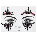 Detailed eye layout of black and dark red acrylic face rhinestones, model YT-152 - Black and Red Teardrop Star Style (YT-152)