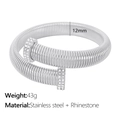 Sparkling rhinestone spiral nail bangle in stainless steel with elegant wrap design - 12mm Wide Spiral Nail Bracelet (SZ49) / Steel