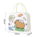 Insulated beige lunch bag featuring cartoon capybara print and 23x19x13cm dimensions - Beige Turtle KBLP
