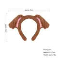 Cute brown plush dog ear headband for kids with pink inner velvet lining - Coffee / Headband