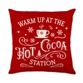 Festlicher roter Kissenbezug zu Weihnachten mit Hot Cocoa Station Druck und Schneeflocken - 45x45cm / Heiße Schokoladenstation (JYM501-3)