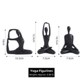 Set di 3 statuine di yoga in resina nera con pose di meditazione e stretching minimaliste - Mini Set Yoga 3 Pezzi / Nero