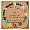 Handmade Scorpio constellation bracelet with blue sand stone and natural gemstone beads - Scorpio-Elastic Style